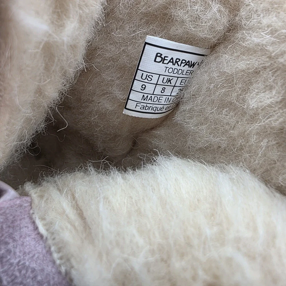 Bearpaw‎ Girls Suede Leather Glitter Pink  Boots Eliza Toddler Faux Fur Zip US 9